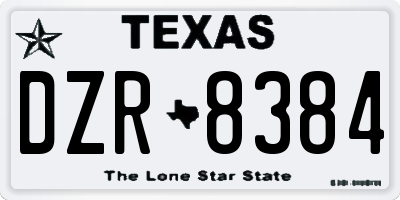 TX license plate DZR8384