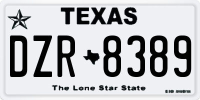 TX license plate DZR8389