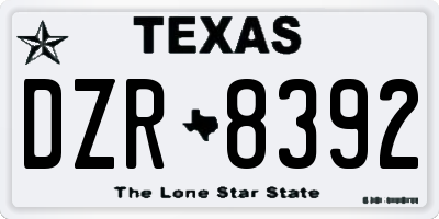 TX license plate DZR8392