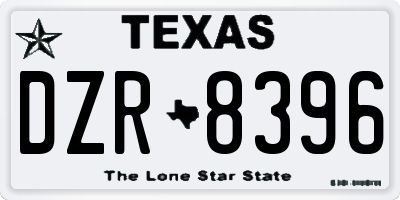 TX license plate DZR8396