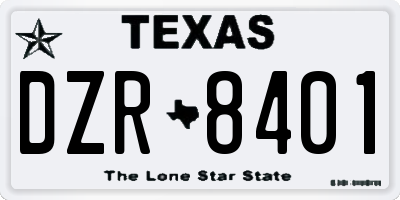 TX license plate DZR8401