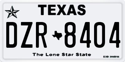 TX license plate DZR8404