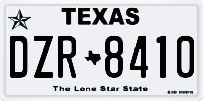 TX license plate DZR8410