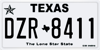 TX license plate DZR8411