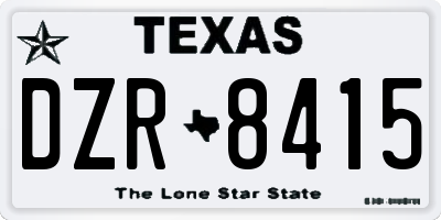 TX license plate DZR8415