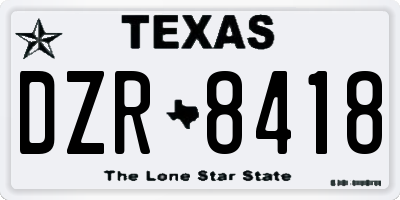 TX license plate DZR8418