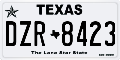 TX license plate DZR8423