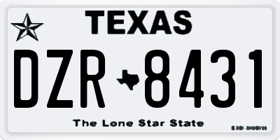 TX license plate DZR8431