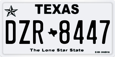 TX license plate DZR8447