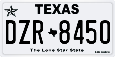 TX license plate DZR8450