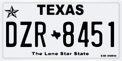 TX license plate DZR8451