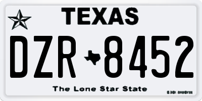 TX license plate DZR8452