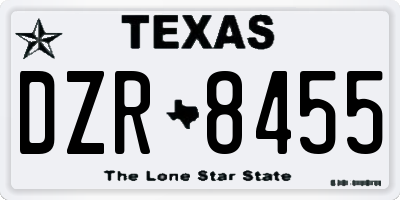 TX license plate DZR8455