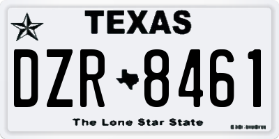 TX license plate DZR8461