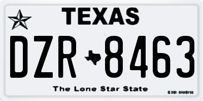 TX license plate DZR8463