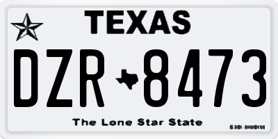 TX license plate DZR8473