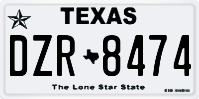 TX license plate DZR8474