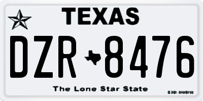 TX license plate DZR8476