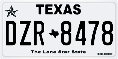TX license plate DZR8478