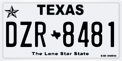 TX license plate DZR8481