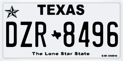 TX license plate DZR8496