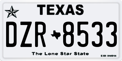 TX license plate DZR8533