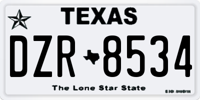TX license plate DZR8534