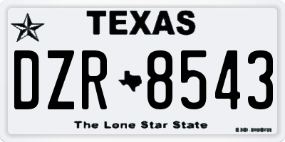 TX license plate DZR8543