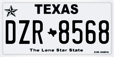 TX license plate DZR8568