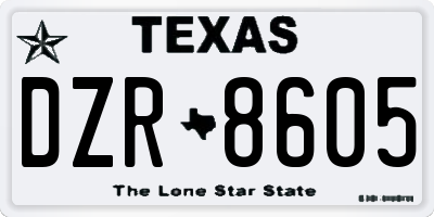TX license plate DZR8605