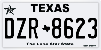 TX license plate DZR8623