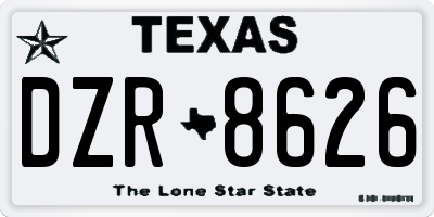 TX license plate DZR8626