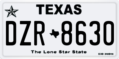 TX license plate DZR8630