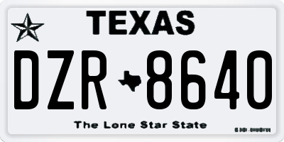 TX license plate DZR8640