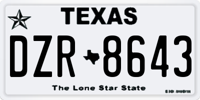 TX license plate DZR8643