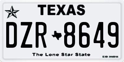 TX license plate DZR8649