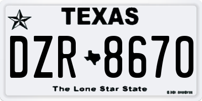TX license plate DZR8670