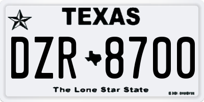 TX license plate DZR8700