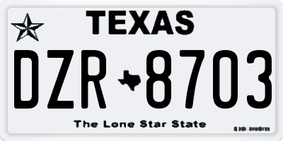 TX license plate DZR8703