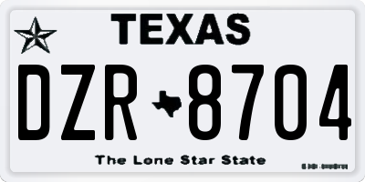 TX license plate DZR8704