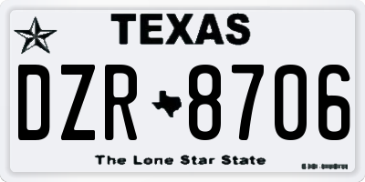 TX license plate DZR8706
