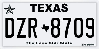 TX license plate DZR8709