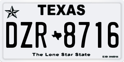 TX license plate DZR8716