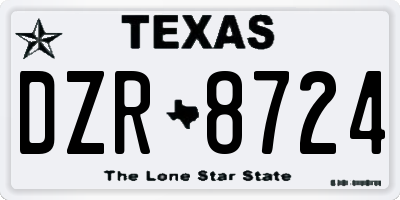 TX license plate DZR8724