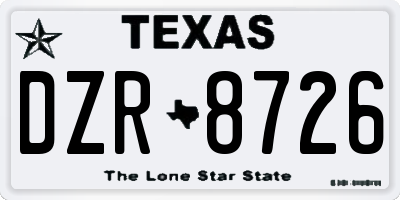 TX license plate DZR8726