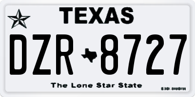 TX license plate DZR8727