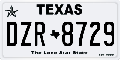 TX license plate DZR8729