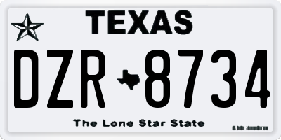 TX license plate DZR8734