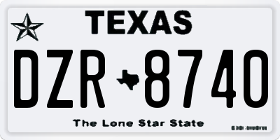 TX license plate DZR8740