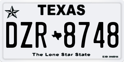 TX license plate DZR8748
